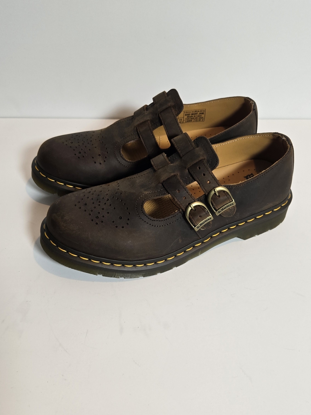 Dr. Martens Brown Crazy Horse Leather Mary Jane Shoes